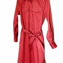 Trina Turk NWT  Cotton Long Sleeve Shirt Dress Lobster Red Women's Size Small NEW Photo 7