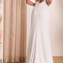 Lulus  White Satin Lace Backless Halter Maxi Formal, wedding Dress S Photo 0