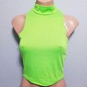 Vintage 90's 2000's Y2K neon green club MTV crop top shirt retro MEDIUM Yellow Photo 0