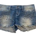 Harley Davidson  Women's Stud & Stars Denim Jean Shorts Raw Hem Size 12 Photo 0