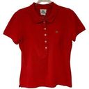 Lacoste  Women’s Red Slim Fit Short Sleeve 5 Button Polo Shirt Size 42 (LARGE) Photo 0