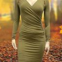 Carmen Marc Valvo  Loren Green Cut Sew Small Dress Photo 7