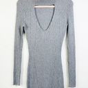 Kendall + Kylie  Gray Ribbed Long Sleeve Keyhole‎ V Neck Sweater Dress Medium Photo 3