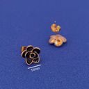 14K Rose Gold Plated Flower Stud Earrings for Women Black Photo 3