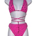 PINK - Victoria's Secret Victoria’s Secret Pink Reversible Bikini Set Polka Dot Hot Pink Tiffany Blue Photo 4