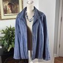 Coldwater Creek Rib Weave Blue Striped Collared Jacket Women's 20 Long Sleeve Photo 0