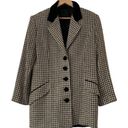 Houndstooth Vintage 90’s Oversized  Blazer With Velvet Collar Photo 0