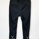 Gaiam [] Black Om High Rise Cutout Blue Lattice Yoga Crop Leggings Size Small S Photo 1