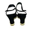 Ann Taylor Black Canvas & Leather Wedge Sandals Women’s Size 8M Photo 3