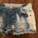 Vanilla Star Jeans Vanilla Star Denim distressed Shorts Size 3 Blue/White, Cut Off, Embroidered Photo 2