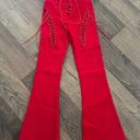 Edikted Lace Up Red Pants Photo 0