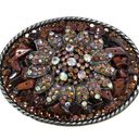 Ivan Taiwan Rare Vintage Beaded Belt Buckle Western Hippie Boho Brown Photo 0