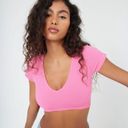 Garage Ribbed V Neck Cropped Top Photo 0