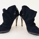 L.A.M.B. New Glamorous Suede Leather Ruched Ankle Bootie Black 6 Photo 4