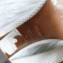 Fendi  Ivory Perforated Leather Buckle Peep Toe Wooden High Heels Photo 15