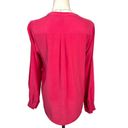 Joie  Silk Button Down Shirt Women's Pink V-Neck Pockets Long Sleeve Size Small Photo 2