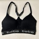 Bebe Racerback Style Adjustable Straps Sports Bra Firm Cups Black Sz Lg Photo 0