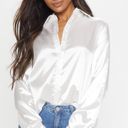 Pretty Little Thing White Satin Button Down Photo 1