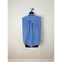 Mango  Womens Striped Organic Cotton Sleeveless Blouse Size Large Blue Photo 7