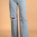 Rolla's  Heidi High Rise Loose Straight Jeans in Holiday Blue Busted Knee Size 24 Photo 1