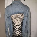 Pretty Little Thing  Chain Back Denim Jacket…Sz: Medium…Light Wash Photo 3