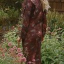 Bordeaux Doen Sz S Clover Ruffle Trim Maxi Dress in  Brown Winter Floral Photo 3