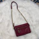 Rebecca Minkoff  Cranberry Burgundy Leather W/ Gold Chain Crossbody Bag Photo 2