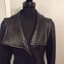 Jones New York Leather  Jacket Womens Black Large L Tie Photo 2