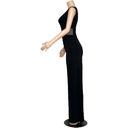 Norma Kamali  Sleeveless V-Neck Shirred Waist Straight Leg Jumpsuit, Black, Small Photo 9