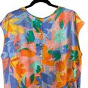 Joie  100% Linen Tropical Print Knit Button Back Top Size XL Photo 4