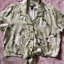 JACK Havana  cafe Women’s Tropical Palm Tree Yellow Blouse Crop Top Size XLarge Photo 3