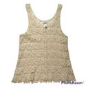 Charming Charlie  Embordered Lace Sheer Beige Tank Top Size Small Photo 0