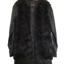 Sam Edelman  Faux Fur & Faux Leather Jacket Coat Vest Convertible Black Small Photo 0