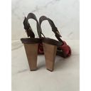 L.A.M.B. Red Brown Leather Sandals Heels Size 6.5 Photo 3