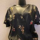 Haute Monde  Black & Floral Satin One Piece Blouse Photo 4