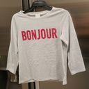 Bonjour 💕CINQ A SEPT💕 Boatneck Striped Graphic Tee ~  Black & White Small S NWT Photo 0