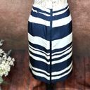 W By Worth  Wavy Stripe Silk Twill Slim Skirt - Navy/White - size 10 Photo 3