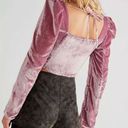 Free People  Bridgette Pink Velvet Corset Puff Sleeve Crop Top Size Small Photo 3