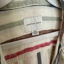 American Eagle Outfitters Colorful Rainbow Striped Cropped Linen Button Down Photo 4