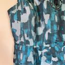 Tahari  ARTHUR S LEVINE Size 12 Teal Jewels Neckline Metallic‎ Jacquard Dress Photo 1