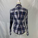 Roxy Plaid Blue Flannel Button Down Long Sleeve Shirt Size Small Photo 6