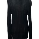 3.1 Phillip Lim  Black Cotton T Shirt Long Sleeve Top Semi Sheer Ribbed Size L Photo 3