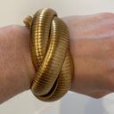 Twisted Gold-Tone Herringbone Chain  Bangle Bracelet EUC OS Unbranded Slip On Photo 0