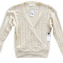 ASTR NWT  Wrap Front Pointelle Sweater In Cream Size Medium Long Sleeve Open Knit Photo 6