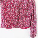 Blossom Revolve NICHOLAS Red Silk  Ditsy Micro Floral Ruffle Blouse Photo 4