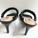 Anne Klein  Sandals Womens Size 6 Black Braided Double Strap Slip On Heels Photo 4