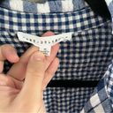 Jane and Delancey  Blue Crinkle Plaid Button Up Short Sleeve Shirt Photo 1