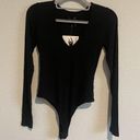 Naked Wardrobe  New Bodysuit Womens Extra Small Black Long Sleeve V Neck NWT Photo 5