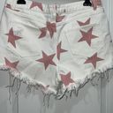 Peach Love California White Denim Shorts With Pink Stars Photo 0