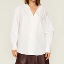 Jason Wu  Collective Collarless Button Down Top White Womens Size XL Photo 1